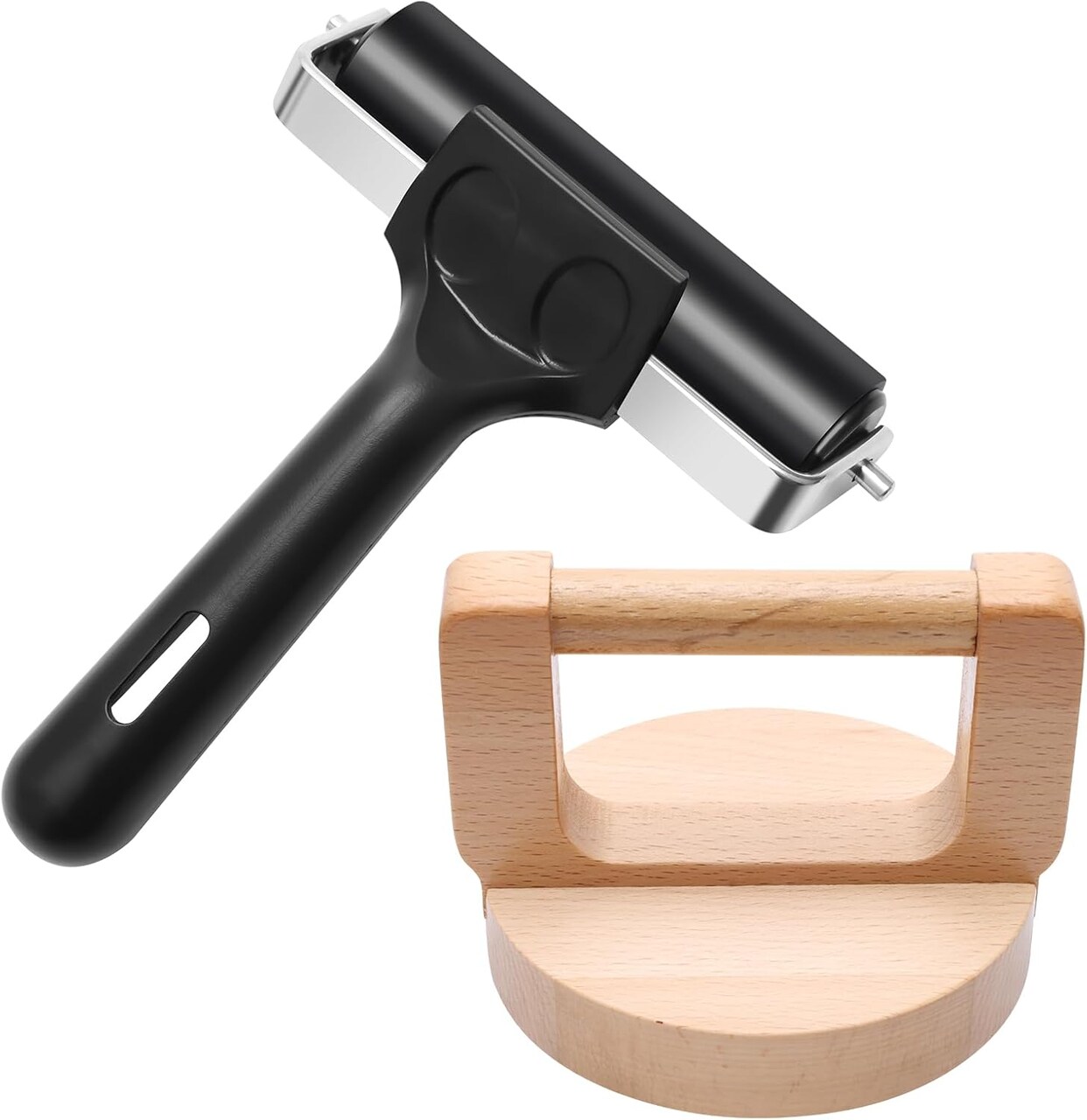 1+1 Pcs Wooden Block Printing Baren with Rubber Brayer Roller, Block Printing Press Kit for Crafting, Printing, Inking, Stamping, Linocut